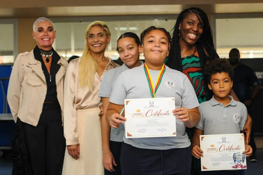 American School of Douala student receives recognition for outstanding achievement during the October Student of the Month ceremony.